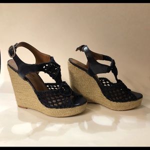 Lucky Brand Navy Wedge Sandal Sz 7.5